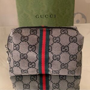 Gucci Gray GG Supreme Toiletry Pouch